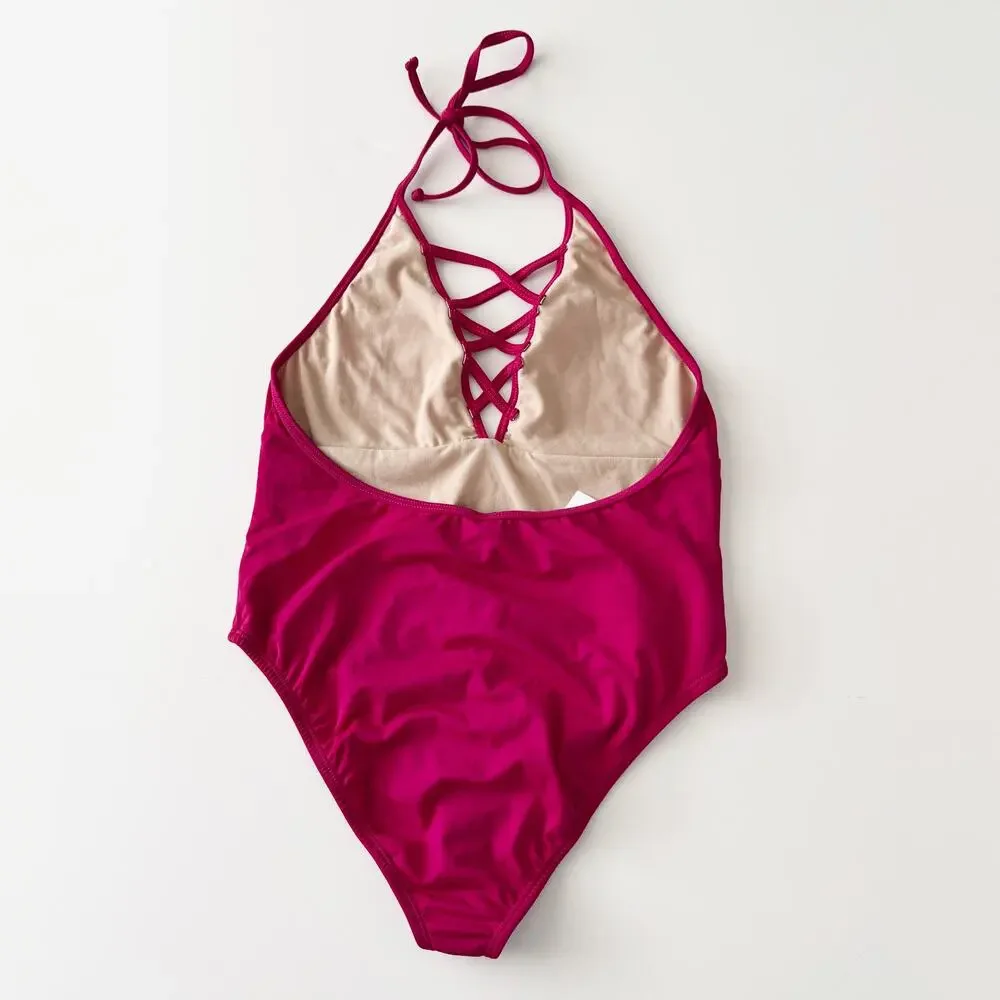 [Frederick's of Hollywood] Fuchsia Pink Sunset One-Piece Swimsuit NWT Sz Large L